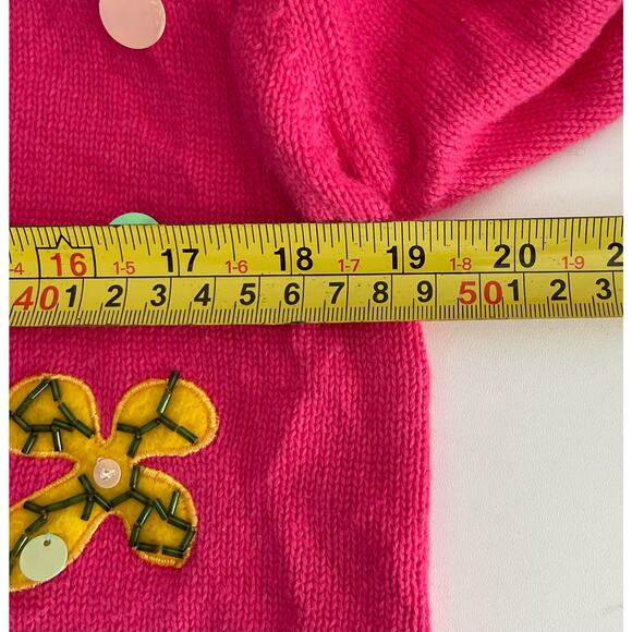 VTG Pink Cat Cardigan Morgan Cole with Embroidered Cats and Florals - Size Sm - Picture 5 of 7